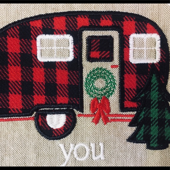 Buffalo Plaid Xmas Camper Kitchen Tea Towel - Picture 3 of 7